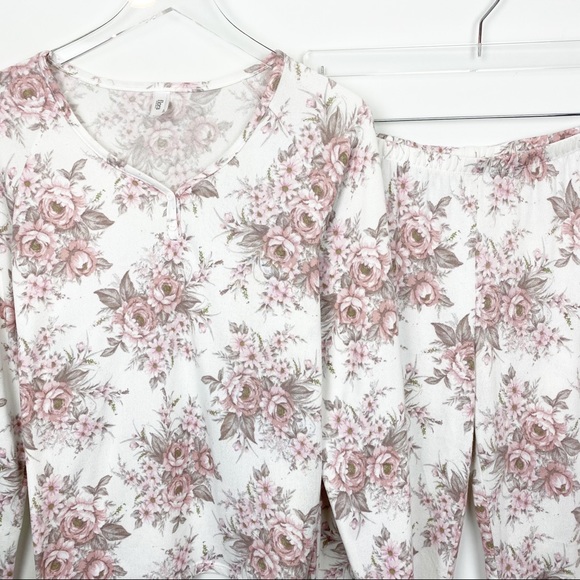 Flora Nikrooz Ivory Floral Print Henley PJ Set Sma - Picture 6 of 9